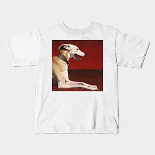 Whippet On Red Kids T-Shirt